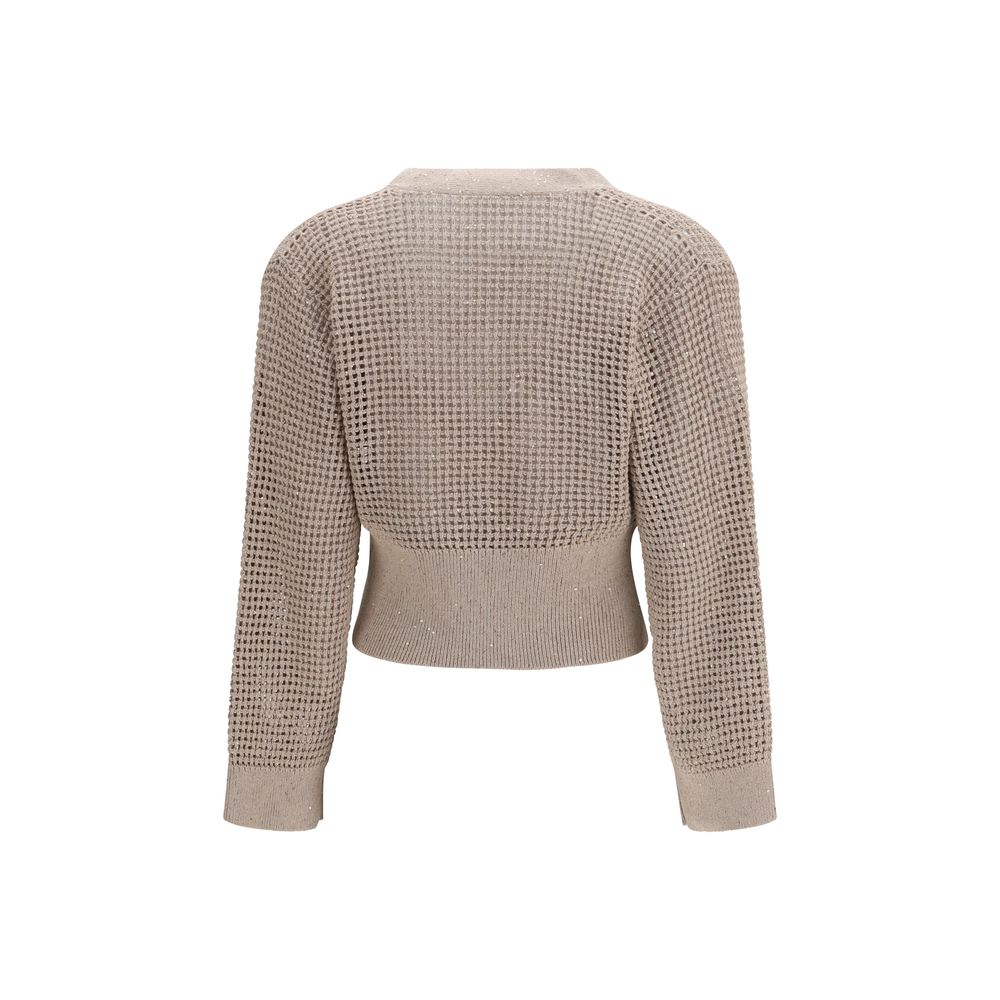 Cardigan en coton beige Brunello Cucinelli
