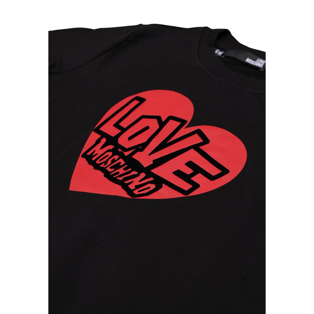 Felpa in cotone nera Love Moschino