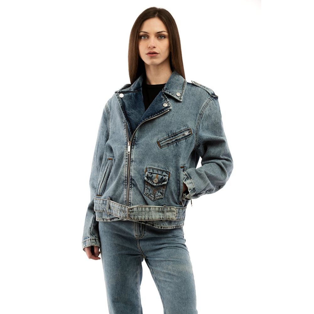 Giacca di jeans in cotone blu Moschino