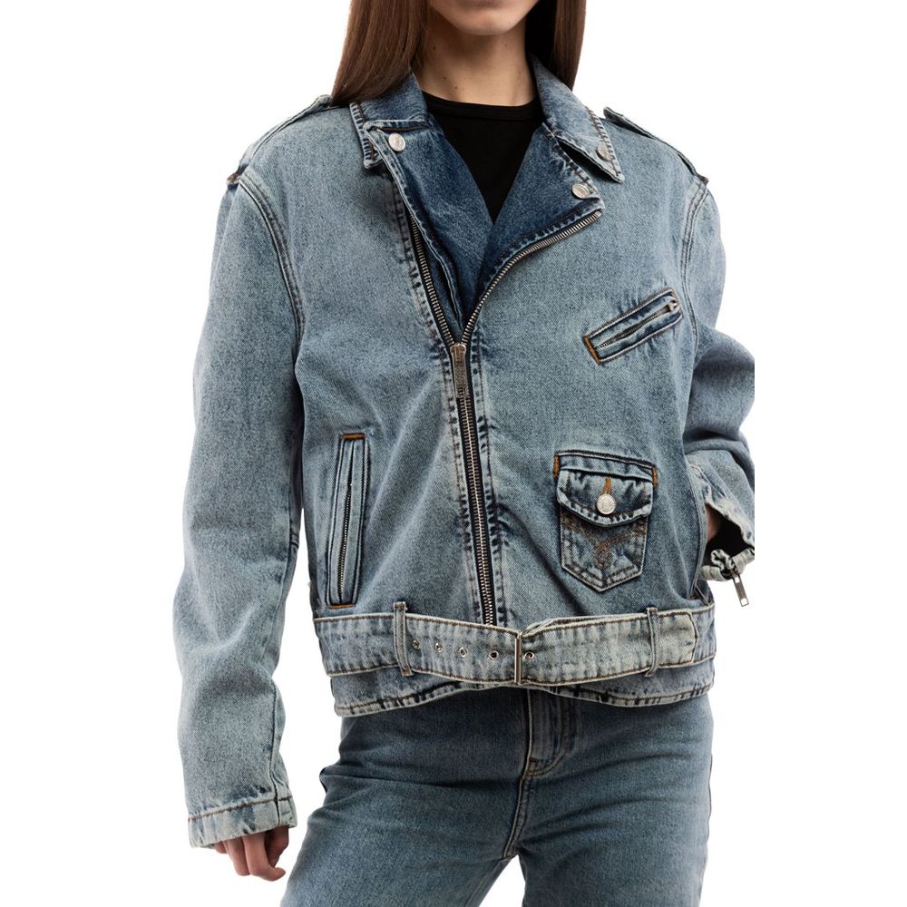 Giacca di jeans in cotone blu Moschino