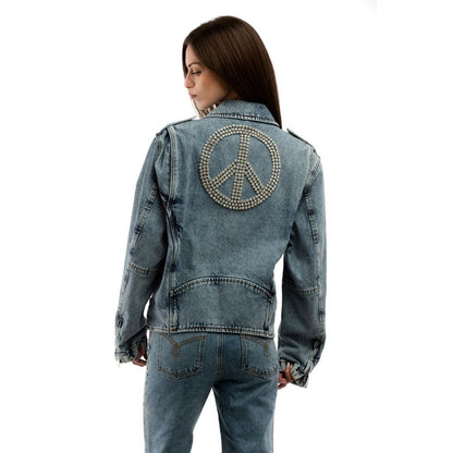 Giacca di jeans in cotone blu Moschino