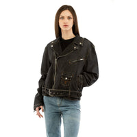Giacca in denim di cotone nera Moschino