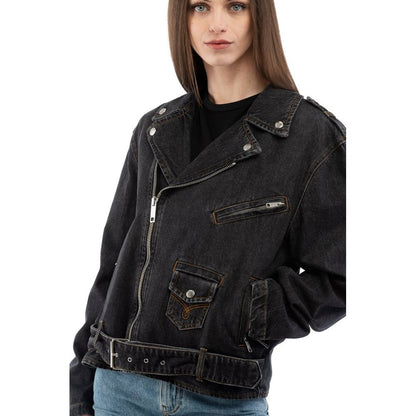 Giacca in denim di cotone nera Moschino