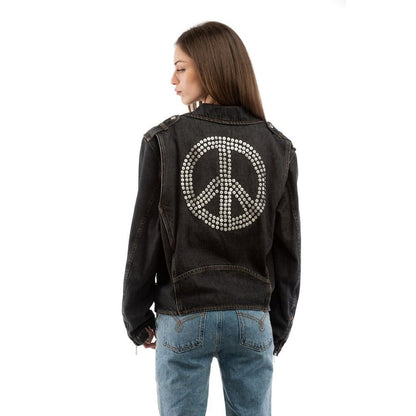 Giacca in denim di cotone nera Moschino