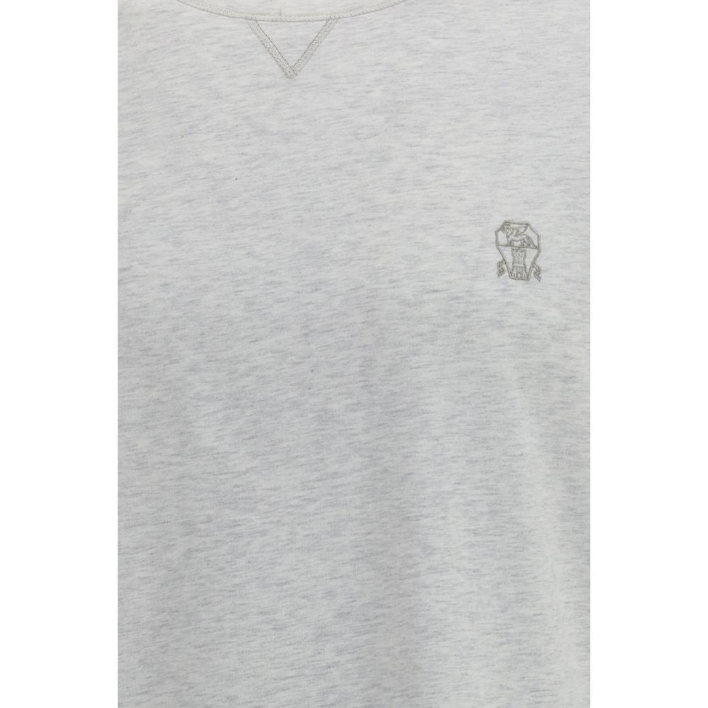 T-shirt grigia in cotone Brunello Cucinelli