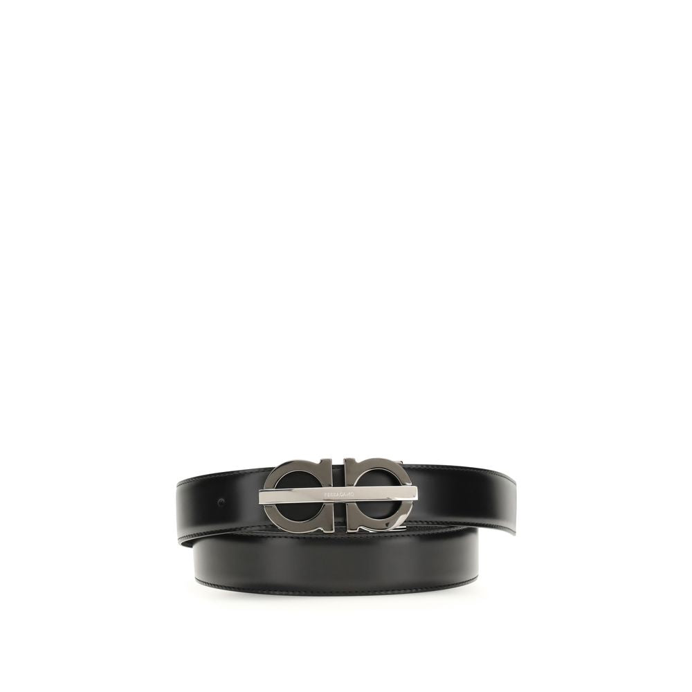 Cintura Regular Ferragamo Nera In Pelle Di Vitello Bos Taurus