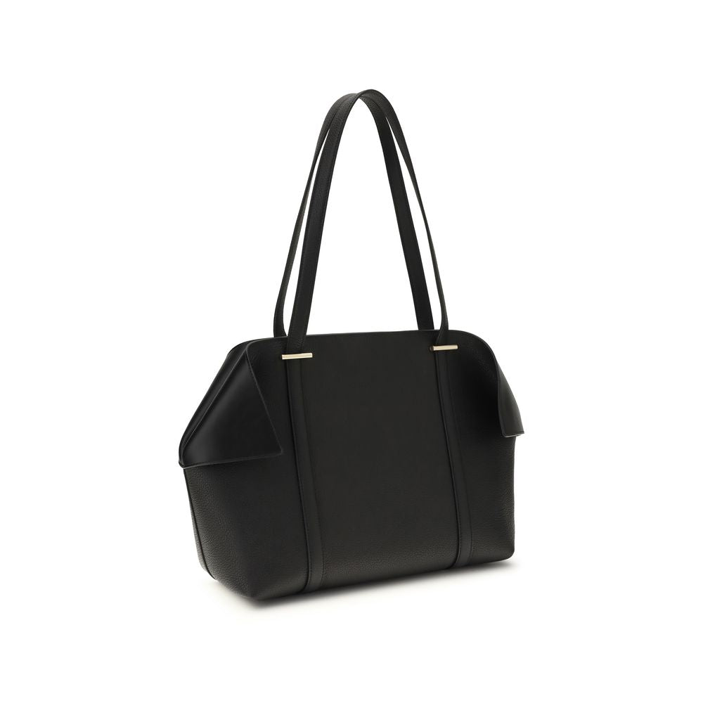 Borsa a spalla Ferragamo Bos Taurus in pelle di vitello nera