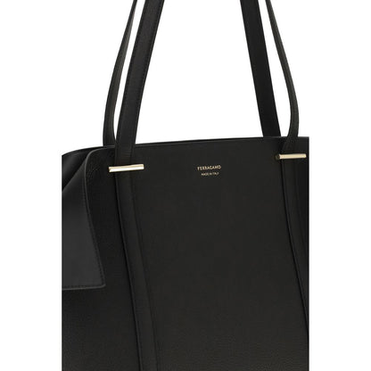 Borsa a spalla Ferragamo Bos Taurus in pelle di vitello nera