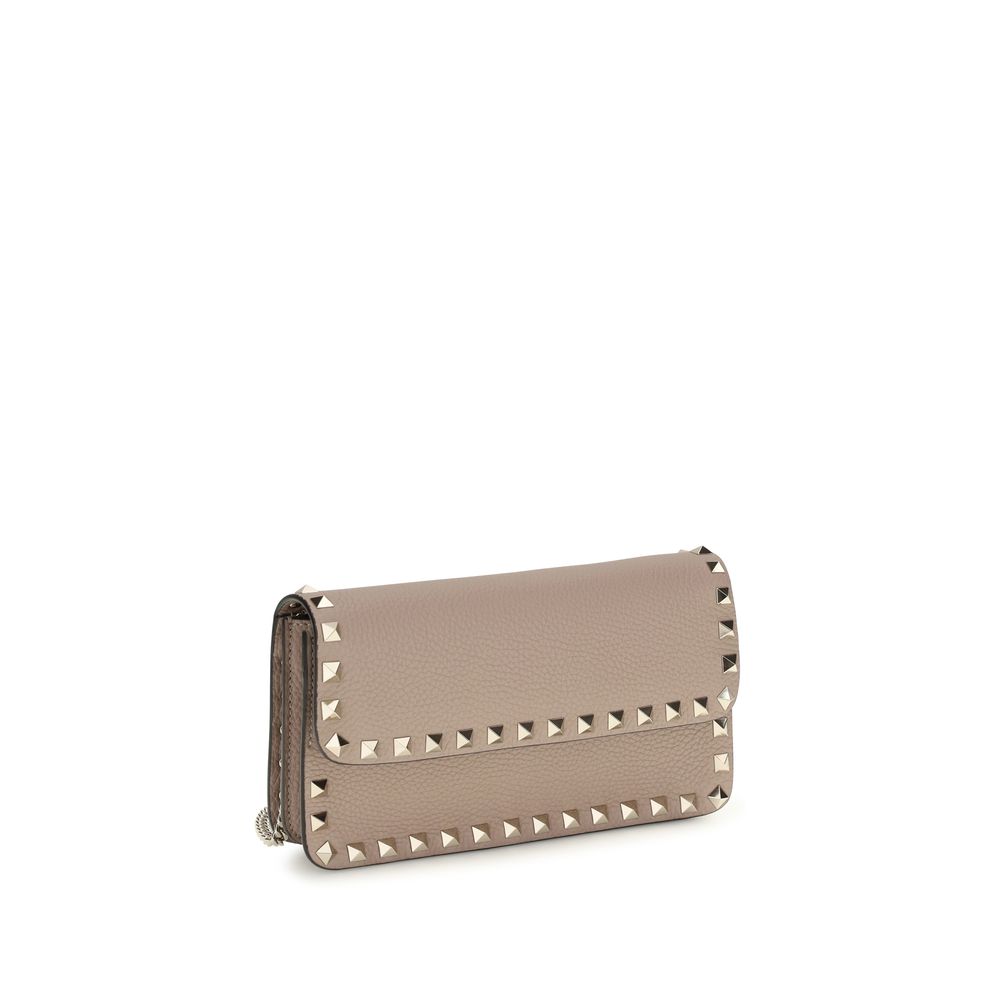 Valentino Garavani Portefeuille Bos Taurus en Cuir de Veau Beige