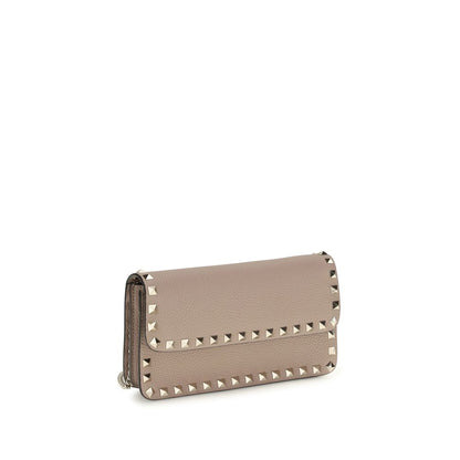 Valentino Garavani Portefeuille Bos Taurus en Cuir de Veau Beige