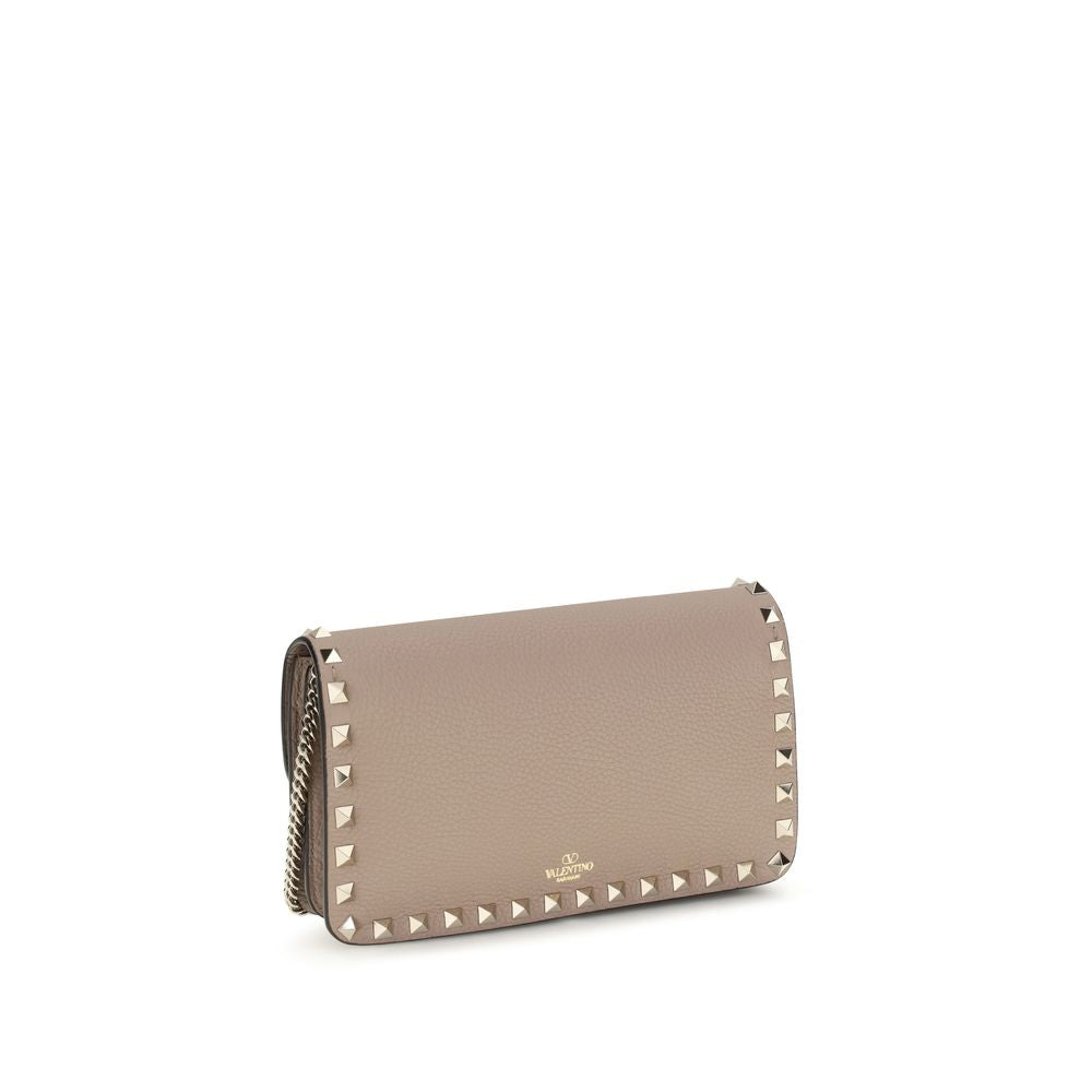 Valentino Garavani Portefeuille Bos Taurus en Cuir de Veau Beige