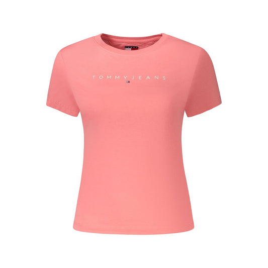T-shirt da donna Tommy Hilfiger in cotone rosa