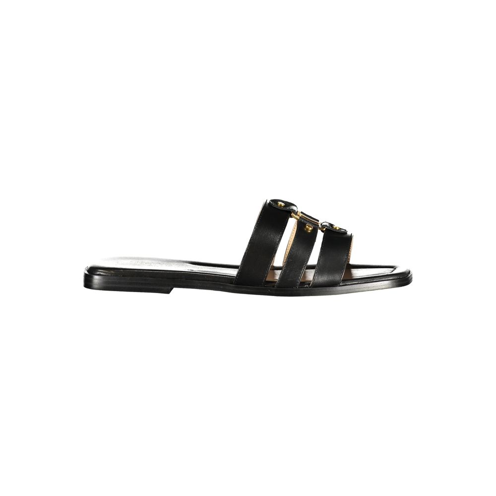 Sandalo Twinset in pelle nera da donna