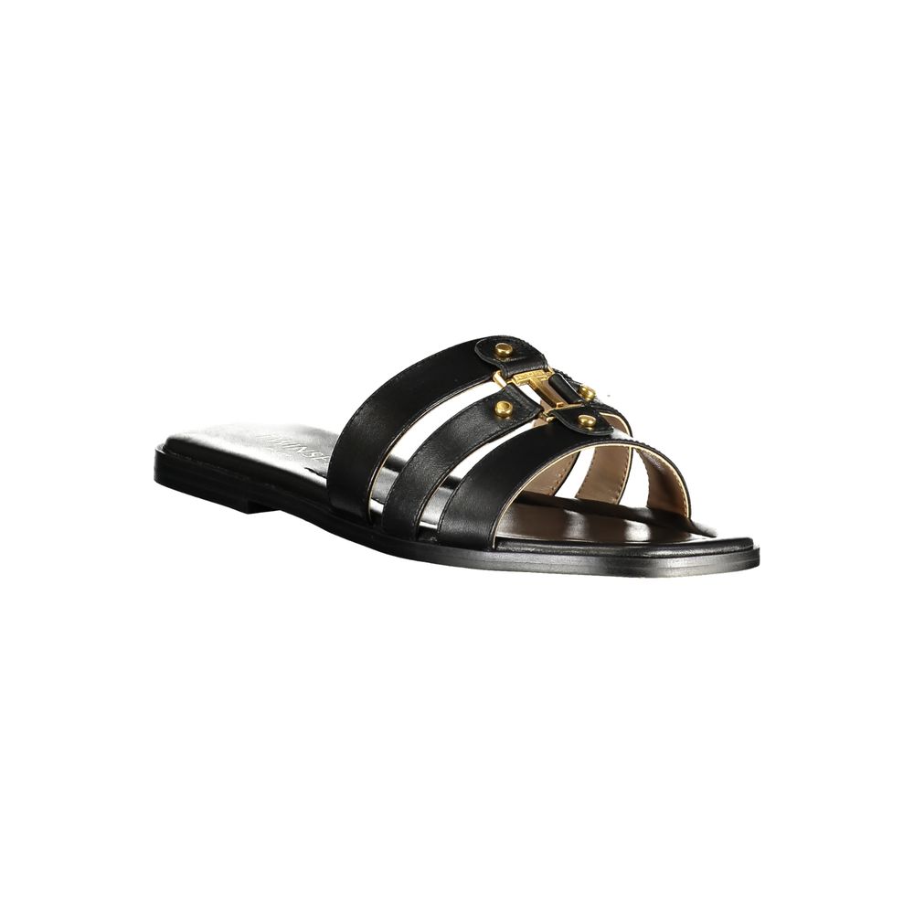 Sandalo Twinset in pelle nera da donna