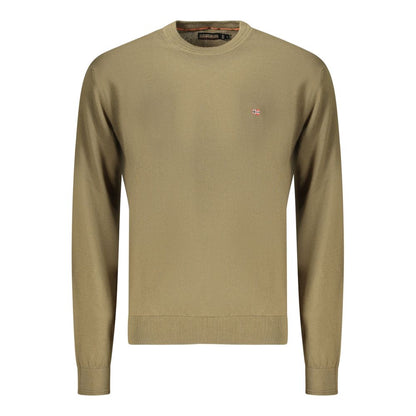 Camicia da uomo Napapijri in cotone a maniche lunghe verde