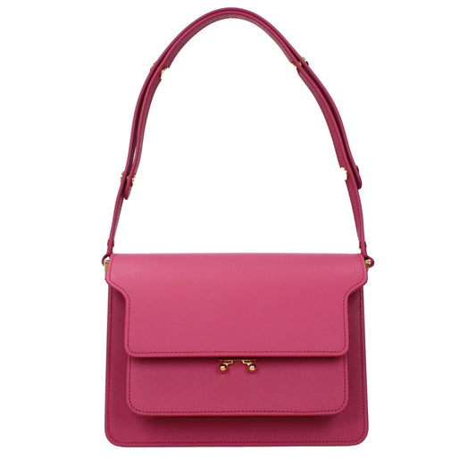 Borsa a tracolla in pelle rosa Marni