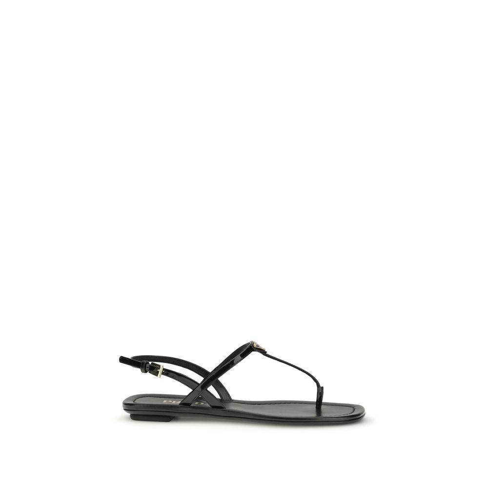 Sandali infradito Prada in pelle di vitello nera Bos Taurus