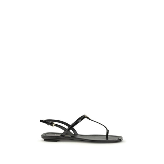 Sandali infradito Prada in pelle di vitello nera Bos Taurus