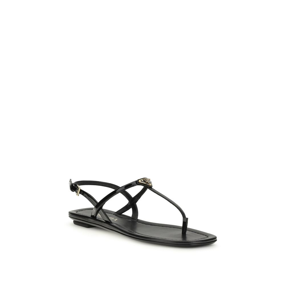Sandali infradito Prada in pelle di vitello nera Bos Taurus