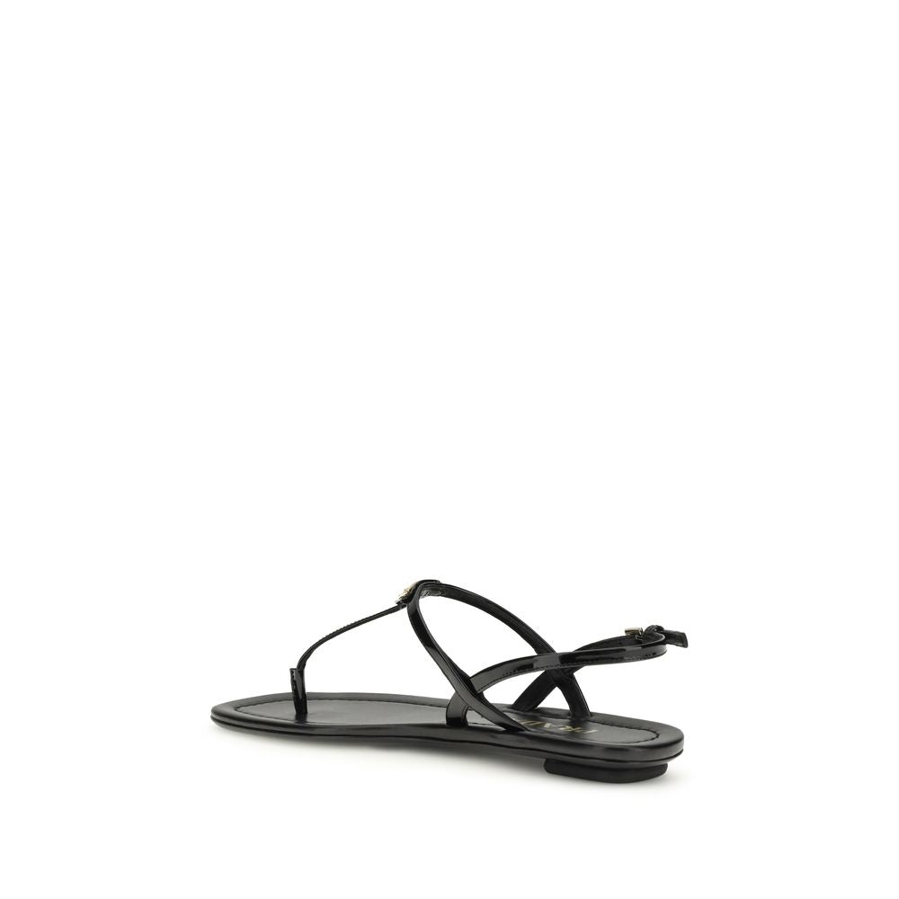 Sandali infradito Prada in pelle di vitello nera Bos Taurus