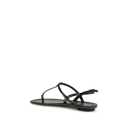 Sandali infradito Prada in pelle di vitello nera Bos Taurus