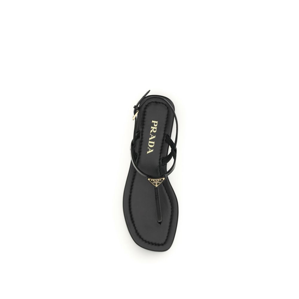 Sandali infradito Prada in pelle di vitello nera Bos Taurus