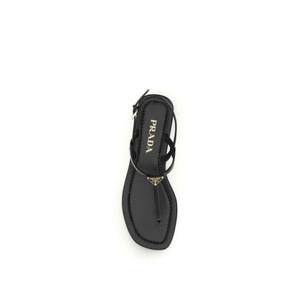 Sandali infradito Prada in pelle di vitello nera Bos Taurus