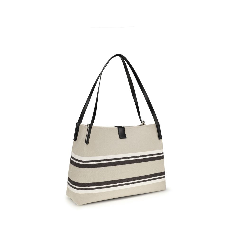 Balmain Beige Cotton Shoulder Bag