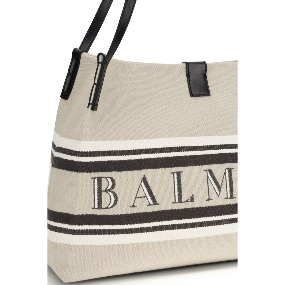 Balmain Beige Cotton Shoulder Bag