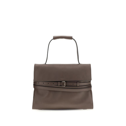 Moschino Borsa a mano in pelle di vitello marrone