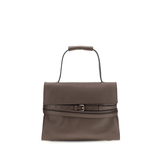 Moschino Borsa a mano in pelle di vitello marrone
