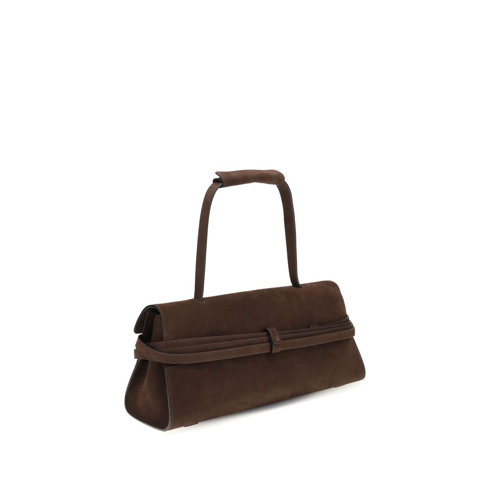 Borsa a spalla Moschino in pelle di vitello marrone Bos Taurus