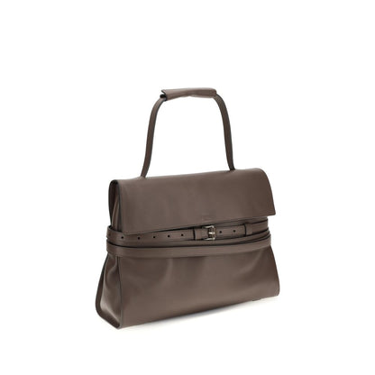 Moschino Borsa a mano in pelle di vitello marrone