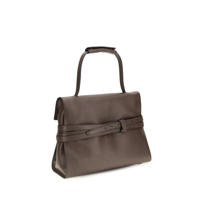 Moschino Borsa a mano in pelle di vitello marrone
