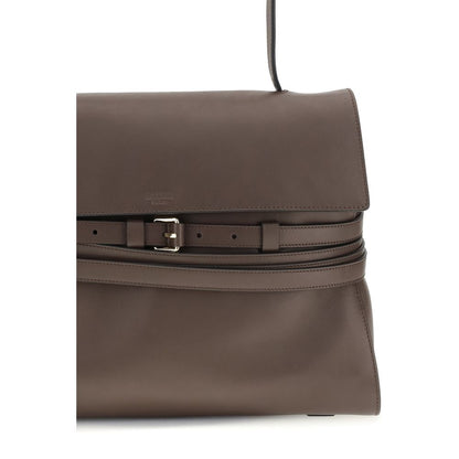 Moschino Borsa a mano in pelle di vitello marrone