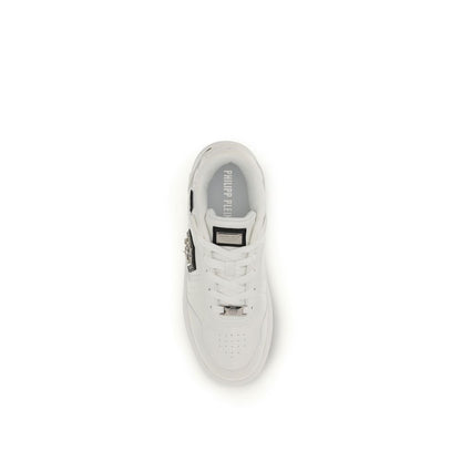 Philipp Plein Sneakers Atletiche Bos Taurus in Pelle di Vitello Bianca