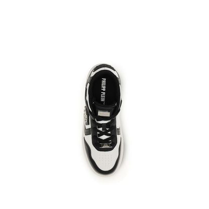 Sneakers sportive Philipp Plein in pelle di vitello nera Bos Taurus