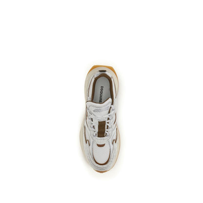 Dsquared² Sneakers Atletiche in Pelle di Vitello Bianca Bos Taurus