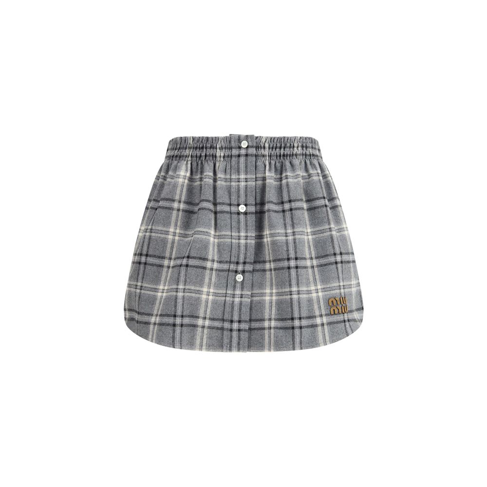 Minigonna Miu Miu in cotone grigio