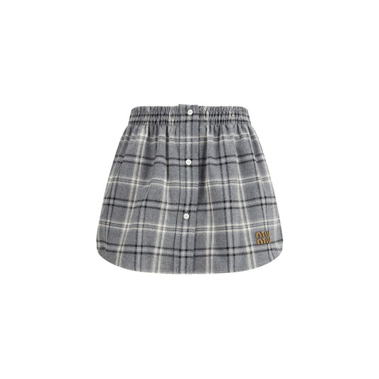 Minigonna Miu Miu in cotone grigio