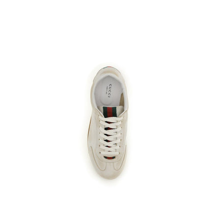 Sneakers basse Gucci Bos Taurus in pelle di vitello bianca