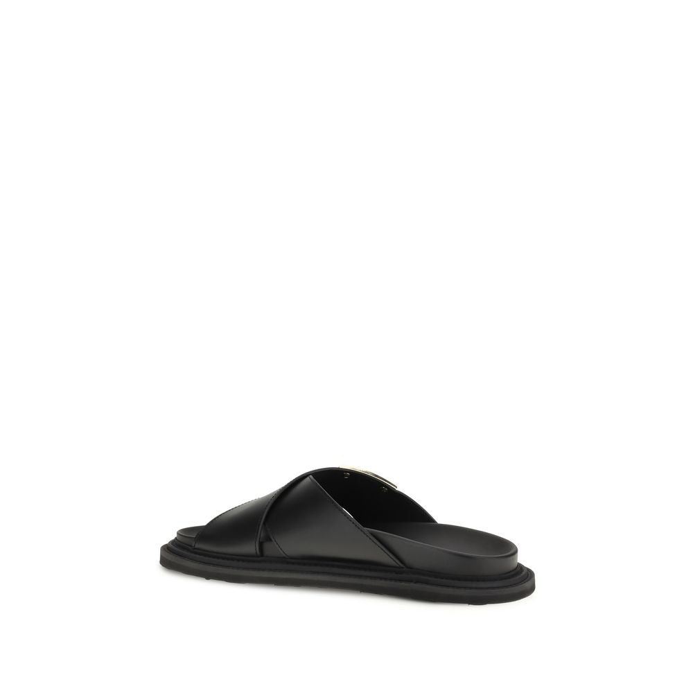 Moschino Sandali bassi in pelle di vitello nera Bos Taurus
