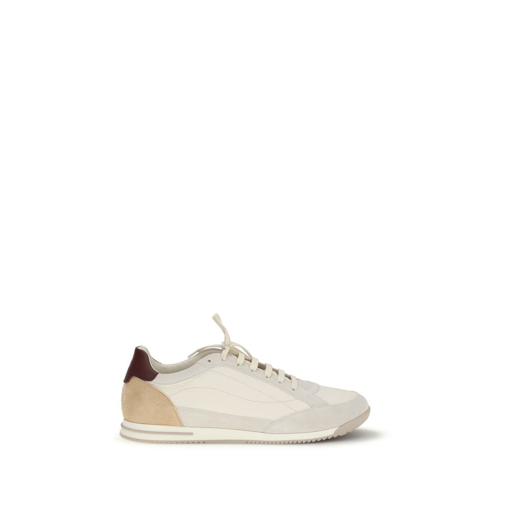 Baskets Brunello Cucinelli en cuir de veau beige Bos Taurus