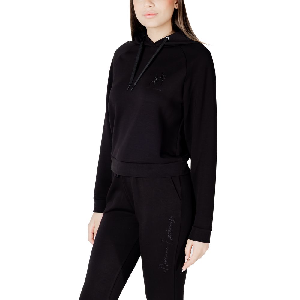 Sweat à capuche en viscose noire Armani Exchange