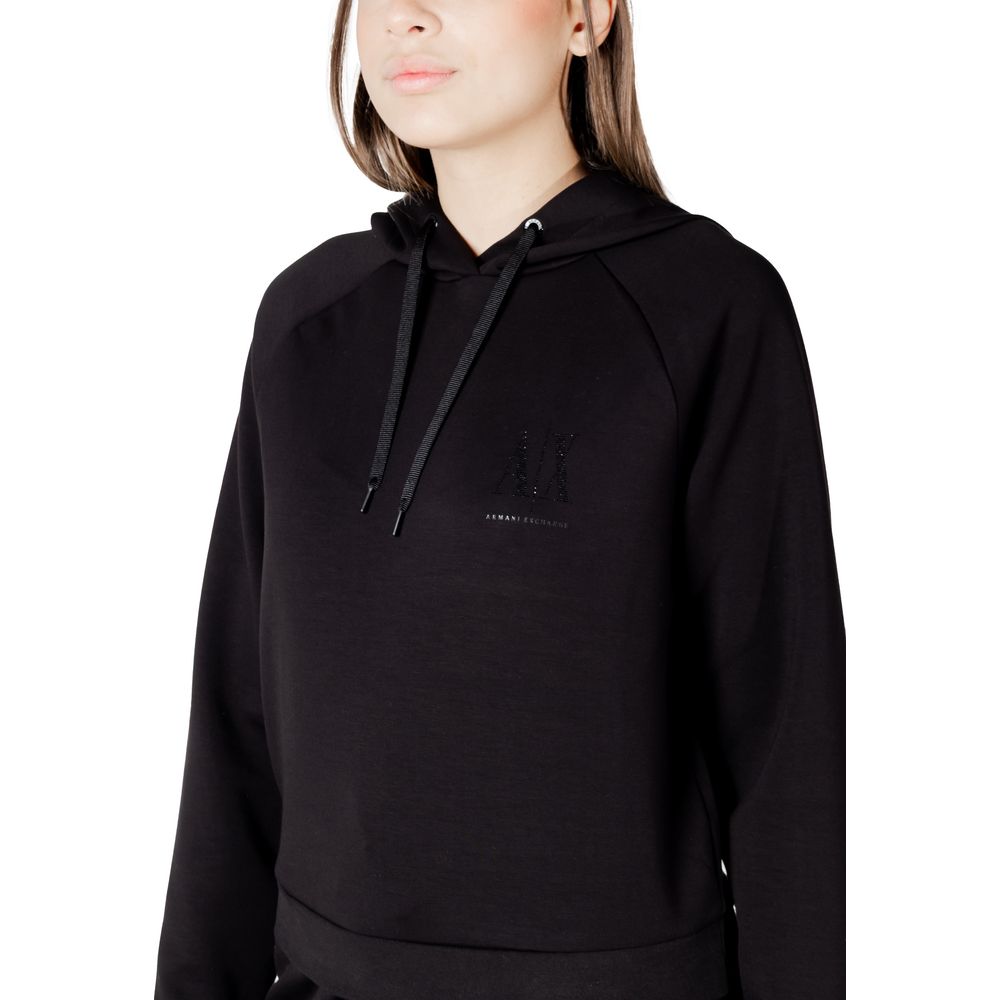 Sweat à capuche en viscose noire Armani Exchange