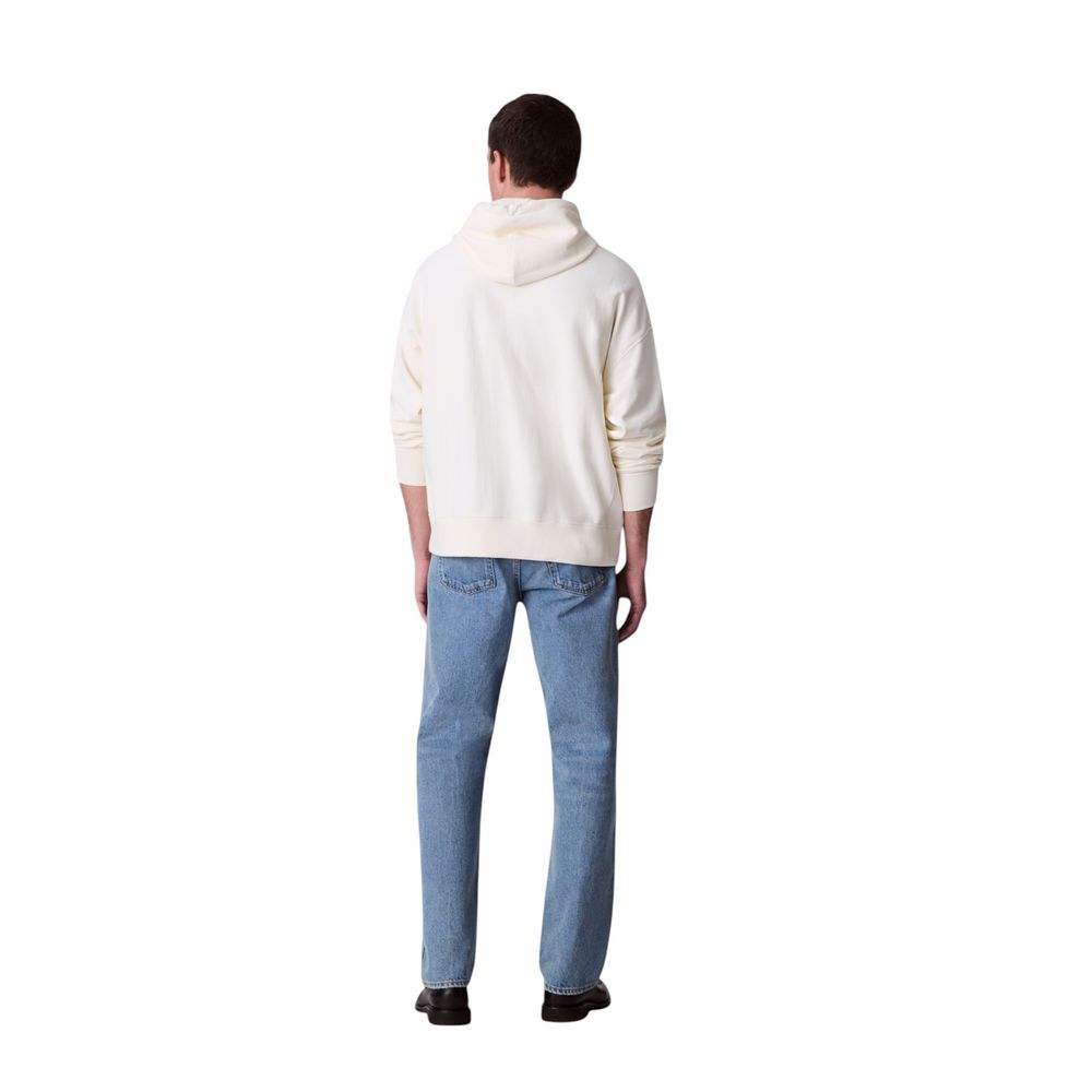 Felpa con cappuccio in cotone bianco Calvin Klein Jeans