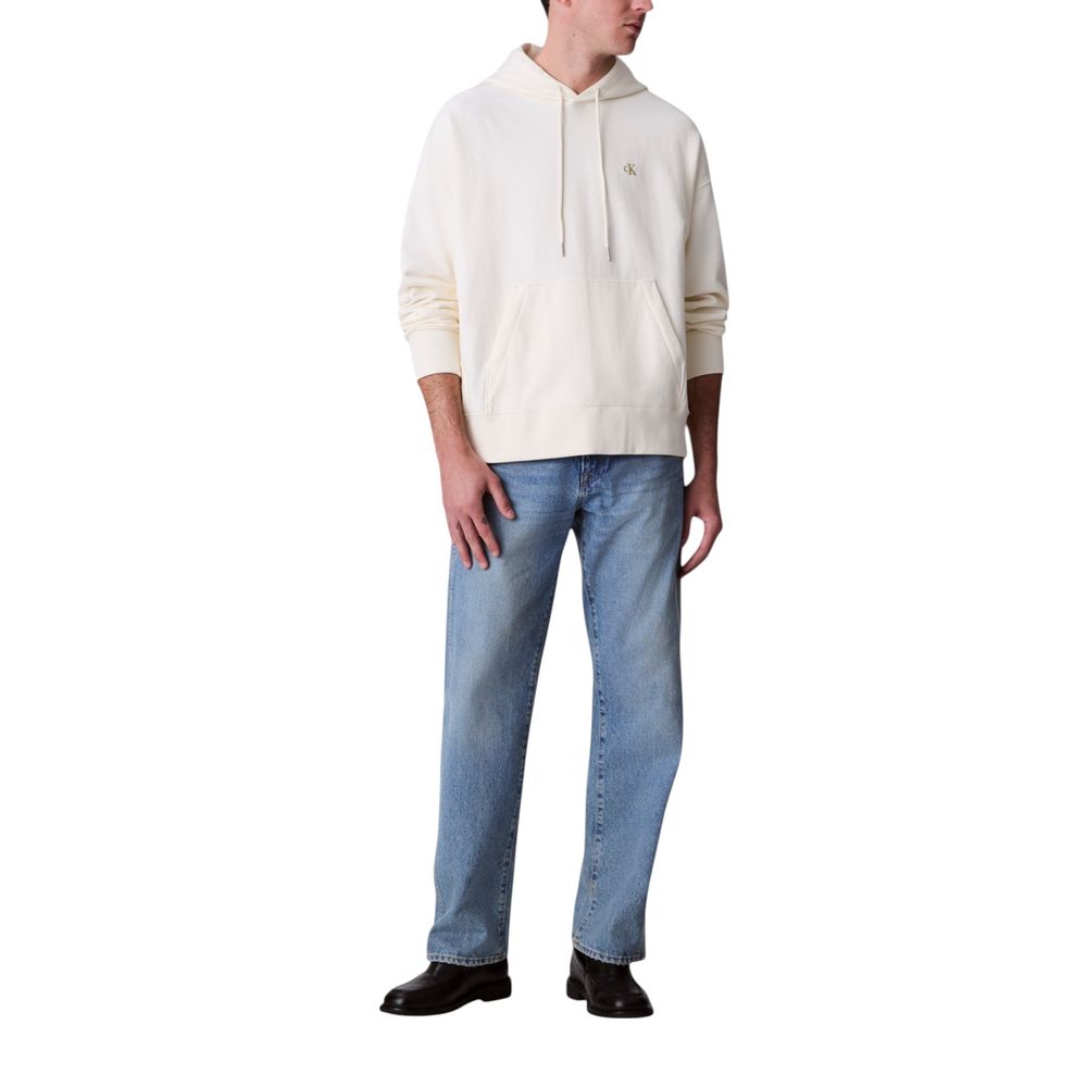Felpa con cappuccio in cotone bianco Calvin Klein Jeans