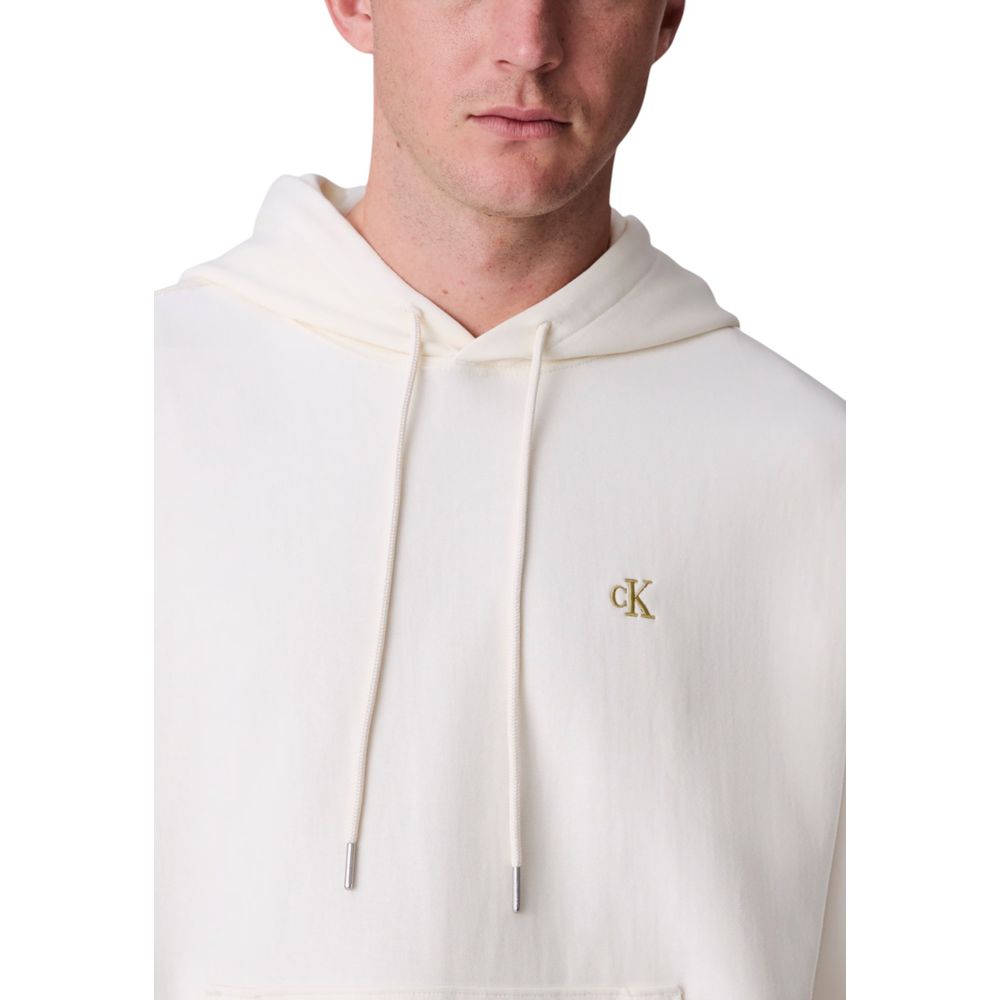Felpa con cappuccio in cotone bianco Calvin Klein Jeans
