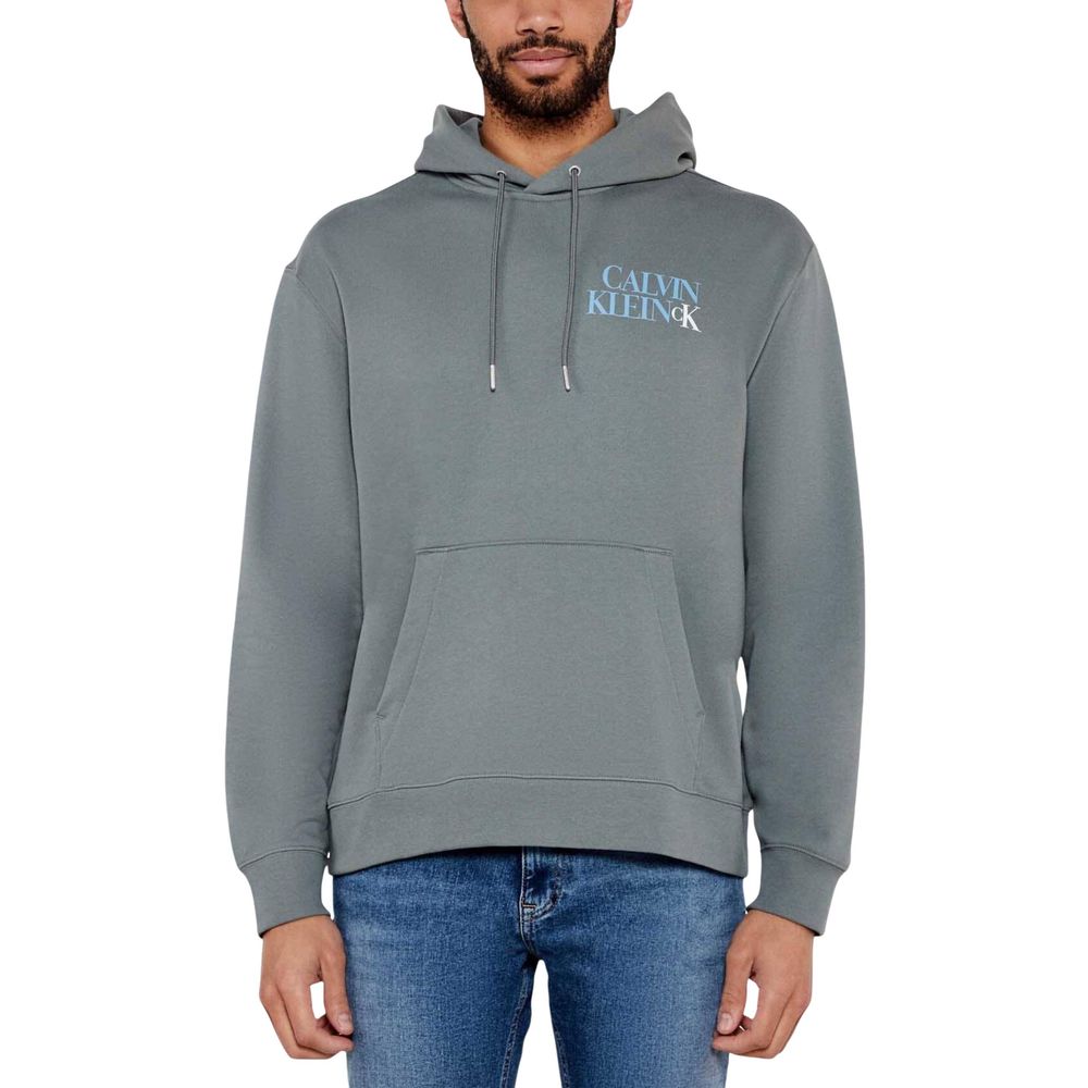 Felpa con cappuccio in cotone grigia Calvin Klein Jeans