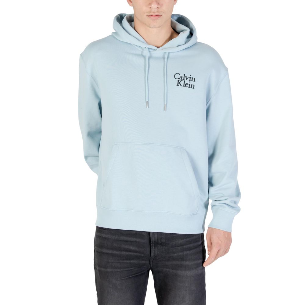 Felpa in cotone blu con cappuccio Calvin Klein Jeans